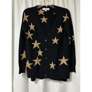 Magaschoni Black Cashmere Cardigan Stars M Black **FLAW
